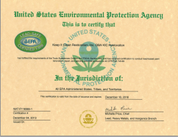 KIC Restoration Environmental Protection Agency certified business