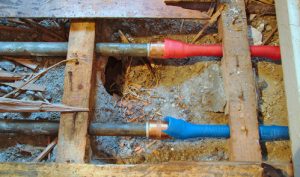 Pipes under Broken Wooden Floor - Slab Leak Detection San Diego